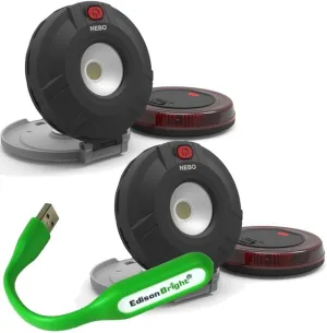 2 Pack bundle: Nebo 6391 Twin Pucks 160 lumen Task Light/Emergency beacon Magnetic Worklight with with EdisonBright USB powered reading light bundle
