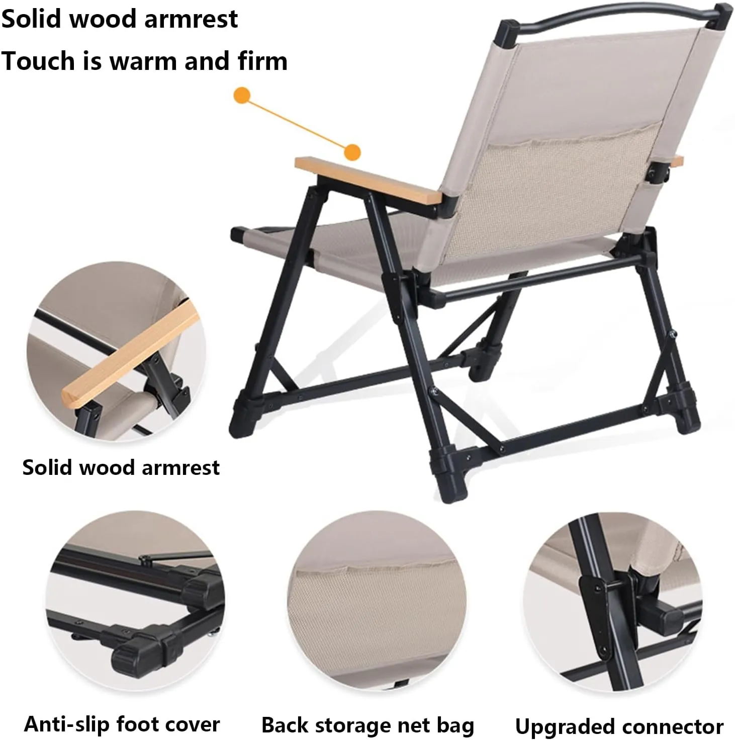 2 Pack Folding Camping Chairs for Outside with Storage Bag Portable Beach Chair Lounger Foldable with Arms Patio Lawn Chair Outdoor Recliner for Outside Picnic Travel Fishing Hiking