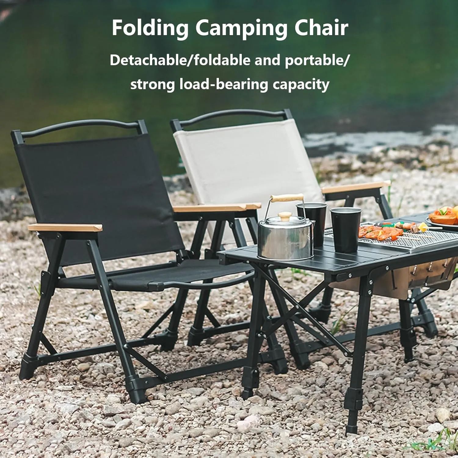 2 Pack Folding Camping Chairs for Outside with Storage Bag Portable Beach Chair Lounger Foldable with Arms Patio Lawn Chair Outdoor Recliner for Outside Picnic Travel Fishing Hiking
