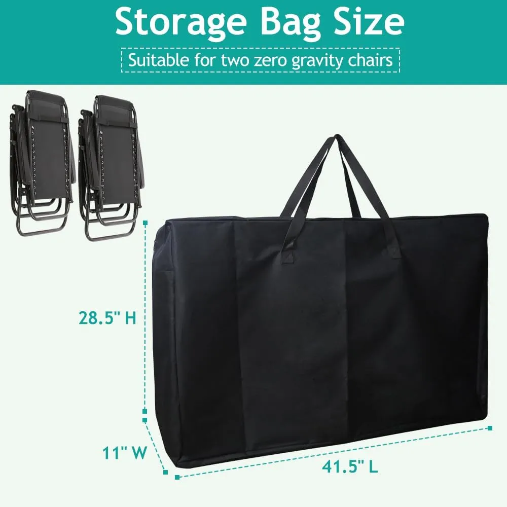 2 Pack Heavy Duty Folding Chair Storage Bag, 600D Chair Storage Case for Beach Camping Chair Zero Gravity Chair Folding Walker/Wheelchair, Extra Large Travel Bag with Zippers, 41.5" Lx 11" Wx 28.5" H