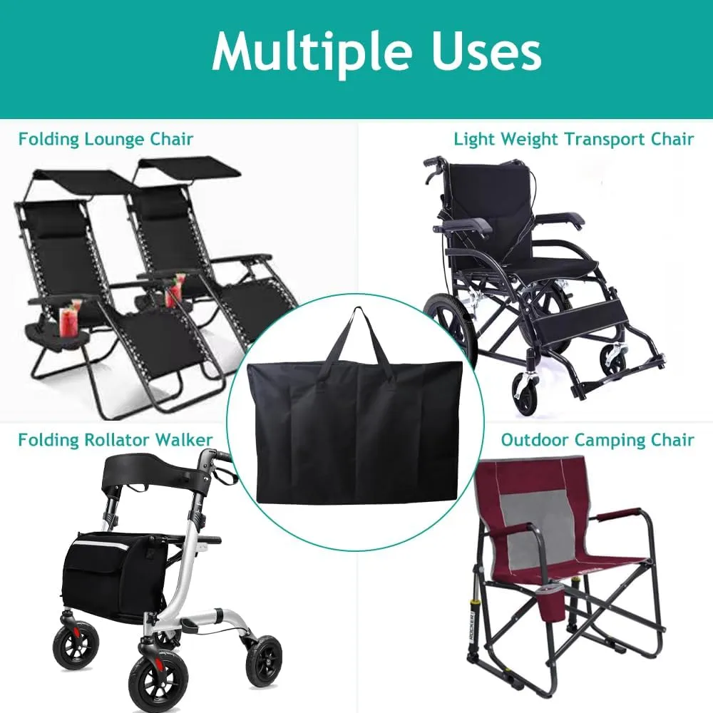 2 Pack Heavy Duty Folding Chair Storage Bag, 600D Chair Storage Case for Beach Camping Chair Zero Gravity Chair Folding Walker/Wheelchair, Extra Large Travel Bag with Zippers, 41.5" Lx 11" Wx 28.5" H