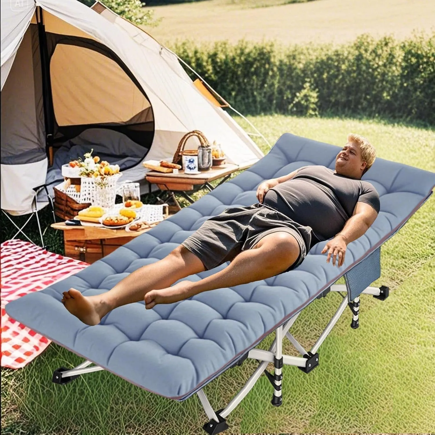 2 Pack Oversize XXL Camping Cot with Mattress Comfortable Sleeping Cots for Adults Extra Wide Cots for Camping Bed Folding Cot Heavy Duty with Carry Bag for Outdoor Indoor Home