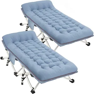 2 Pack Oversize XXL Camping Cot with Mattress Comfortable Sleeping Cots for Adults Extra Wide Cots for Camping Bed Folding Cot Heavy Duty with Carry Bag for Outdoor Indoor Home