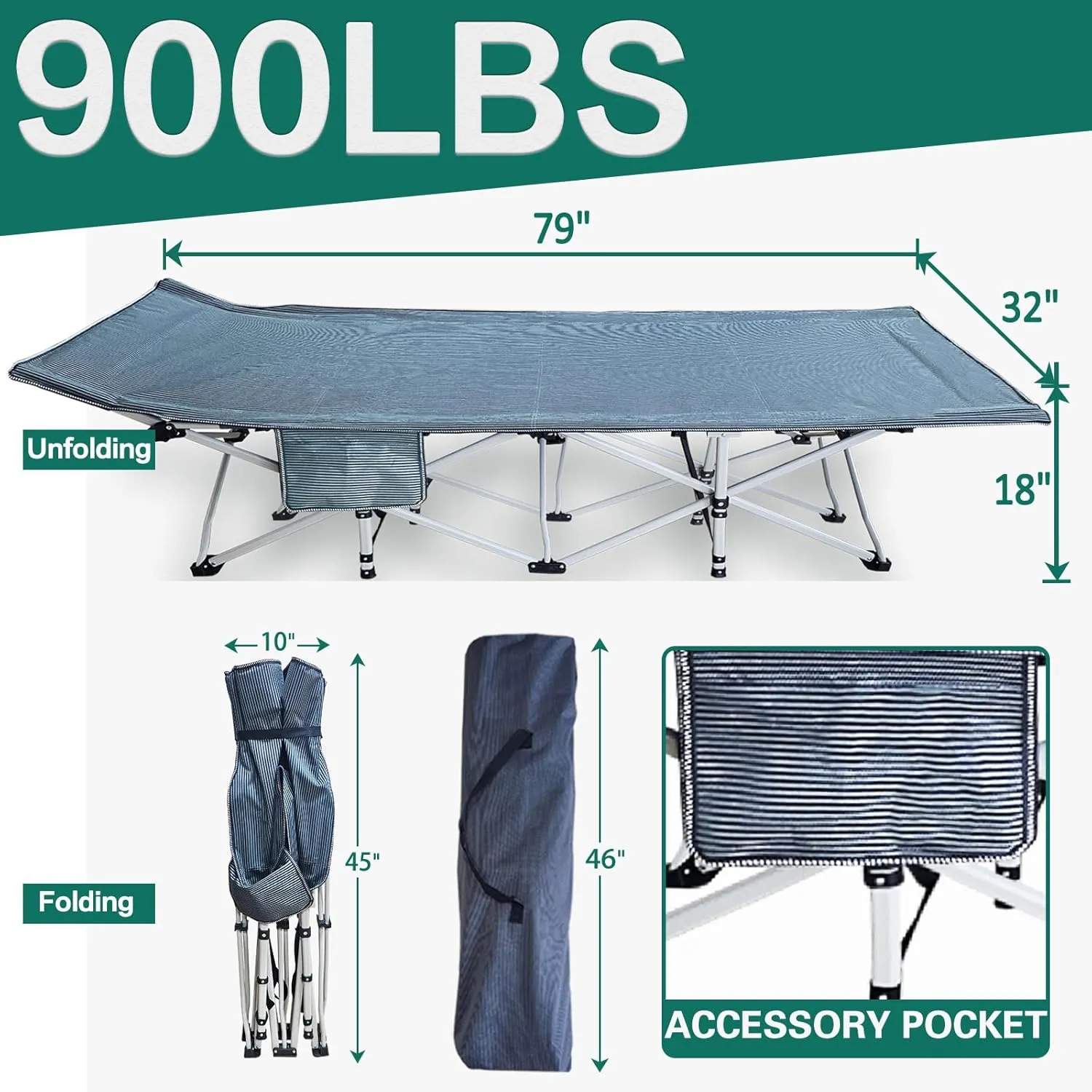 2 Pack Oversize XXL Camping Cot with Mattress Comfortable Sleeping Cots for Adults Extra Wide Cots for Camping Bed Folding Cot Heavy Duty with Carry Bag for Outdoor Indoor Home