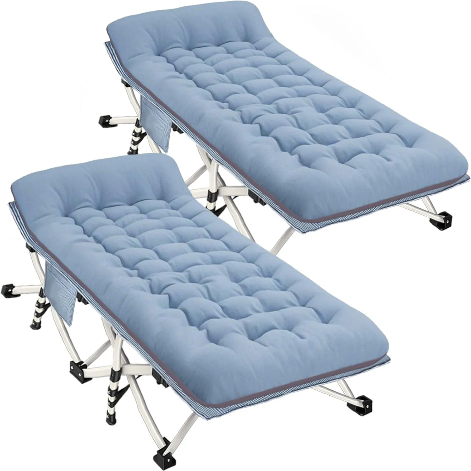 2 Pack Oversize XXL Camping Cot with Mattress Comfortable Sleeping Cots for Adults Extra Wide Cots for Camping Bed Folding Cot Heavy Duty with Carry Bag for Outdoor Indoor Home