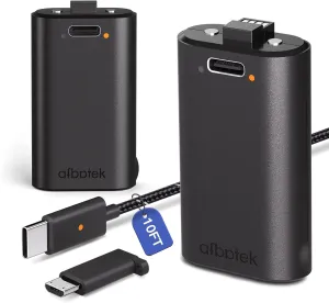 2 Pack Xbox Rechargeable Battery Pack, Xbox Series X Play & Charge Kit 1400mAh Capacity Fully charges in 3 Hours, 9 Ft USB Type-C Cable, Compatible w/ Xbox Series X/S, Xbox one/S/X/Elite Controllers