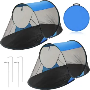 2 Pcs Pop up Mosquito Tent Outdoor for Camping One Person Bug Net Pop up Screen Tents Foldable Portable Waterproof Freestanding Insect Net for Summer Camp Bed Camping(Blue)