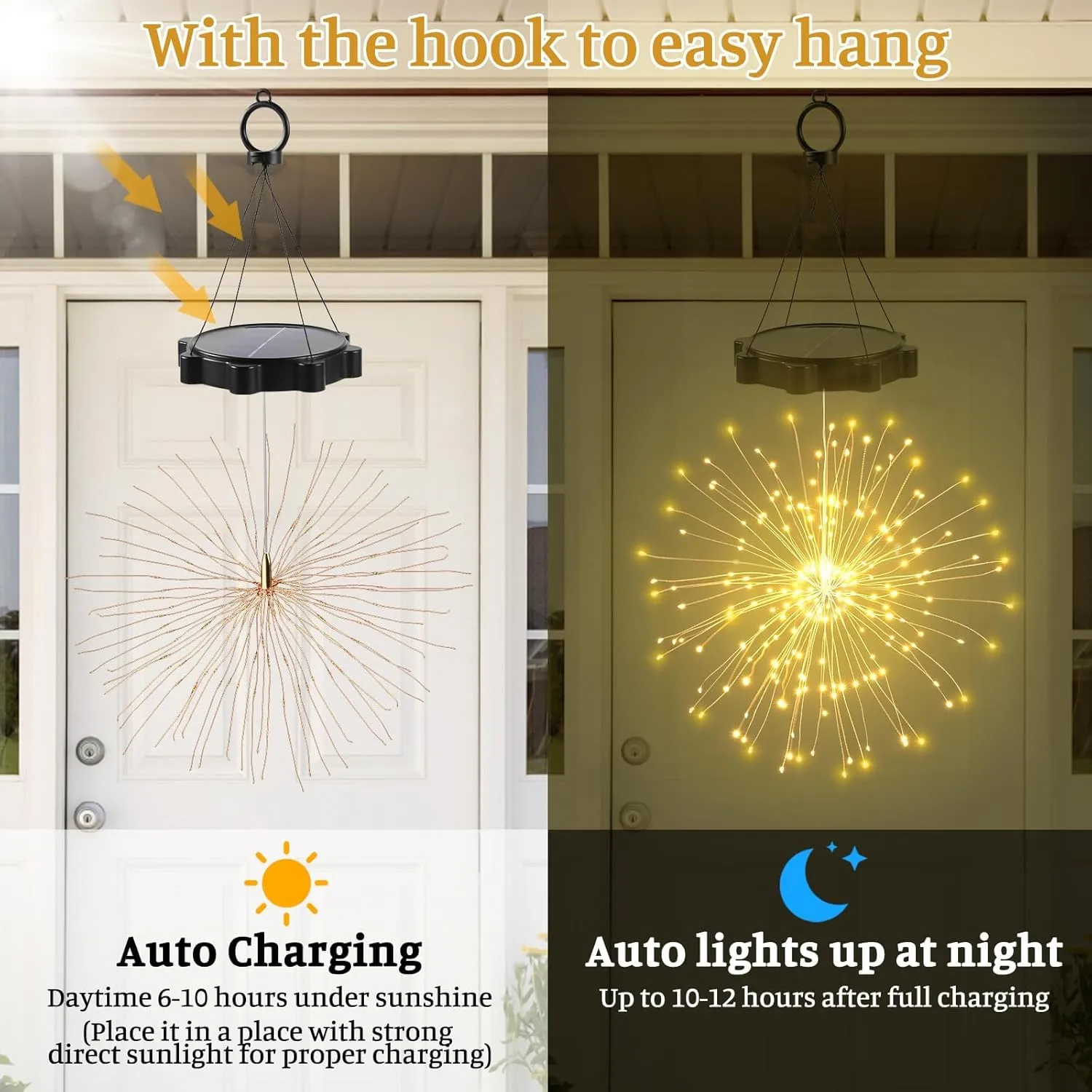 2 PCS Solar Lights Outdoor Solar Firework 240 LED Solar Powered Hanging Lights Outdoor Waterproof Hanging Fairy Garden Landscape Christmas Decorations