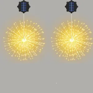 2 PCS Solar Lights Outdoor Solar Firework 240 LED Solar Powered Hanging Lights Outdoor Waterproof Hanging Fairy Garden Landscape Christmas Decorations