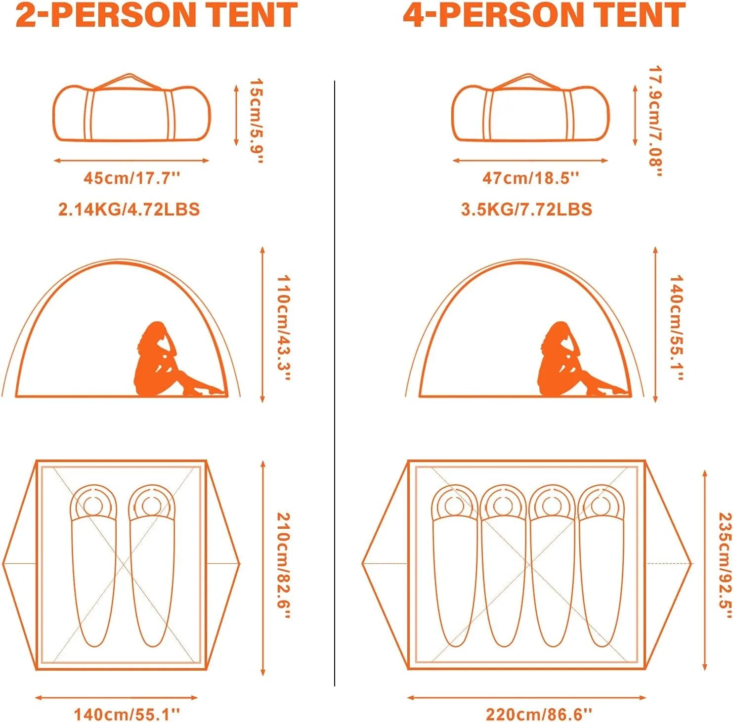 2 Person Camping Tent Lightweight