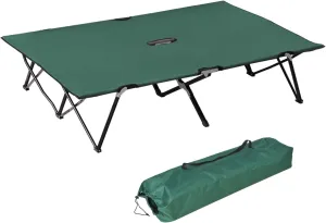 2 Person Folding Camping Cot, Extra Wide Elevated Bed, Steel Frame, 50" for Outdoor Hiking, Beach Camping