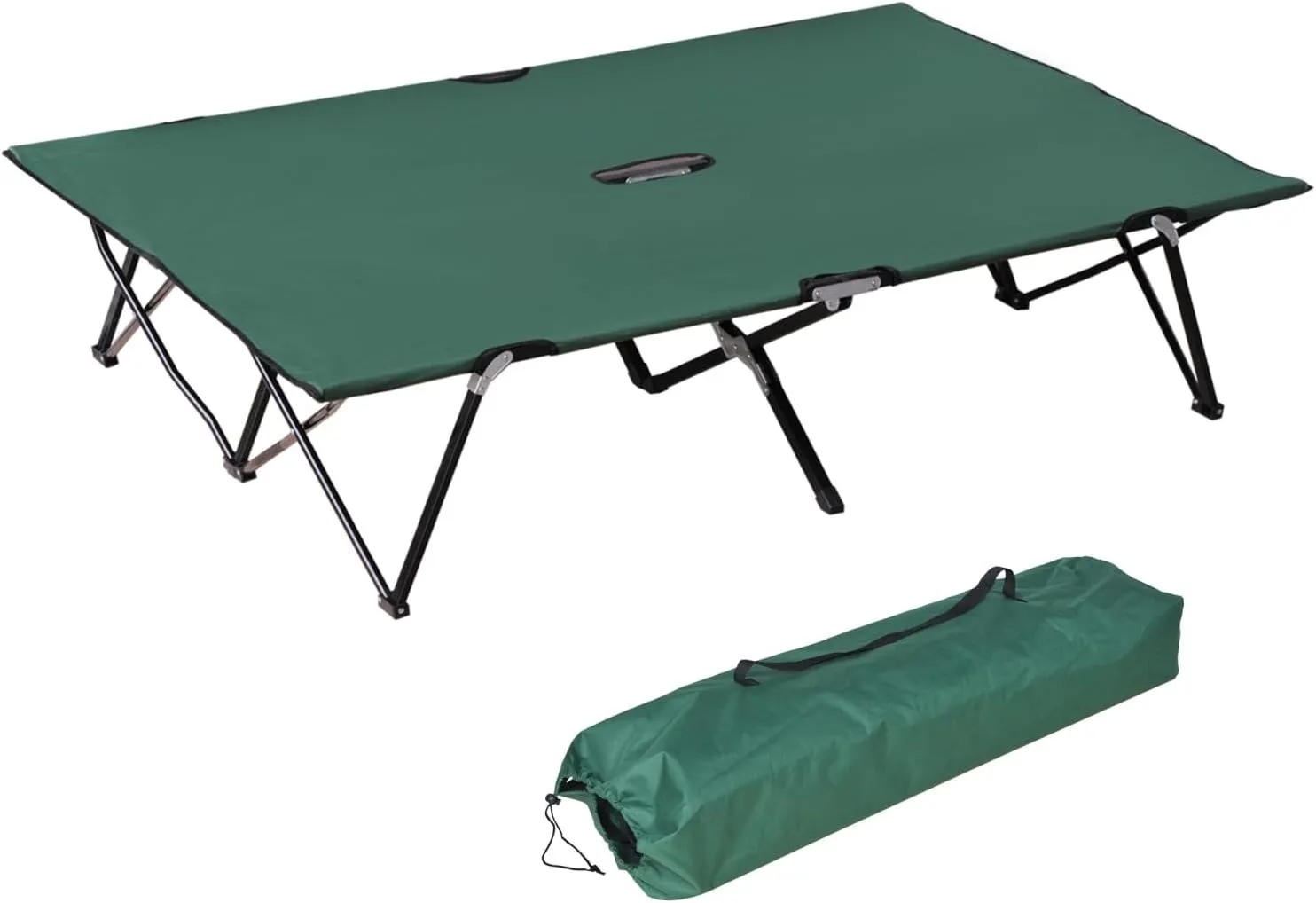 2 Person Folding Camping Cot, Extra Wide Elevated Bed, Steel Frame, 50" for Outdoor Hiking, Beach Camping
