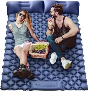 2 Person Sleeping Mat for Camping with Pillow, Built-in Foot Pump