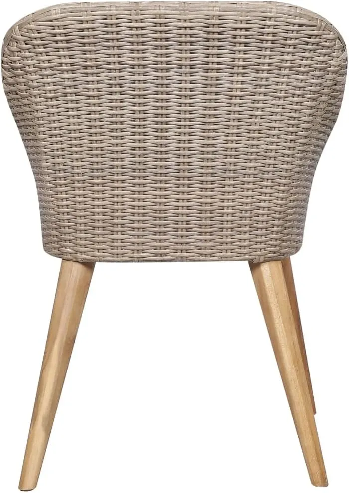 2-Piece Brown PE Rattan Outdoor Dining Chairs with Dark Gray Cushions, Patio Furniture Set with Weather-Resistant Steel Frame for Garden Balcony Backyard