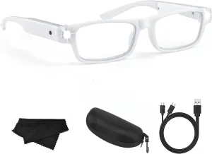 200% Magnifying Glasses with Light, Hands Free Head Magnifier Eyeglasses for Close Work, USB Rechargeable LED Lighted Magnifying Eyewear for Hobbies,Reading,Craft,Diamond Painting (White)