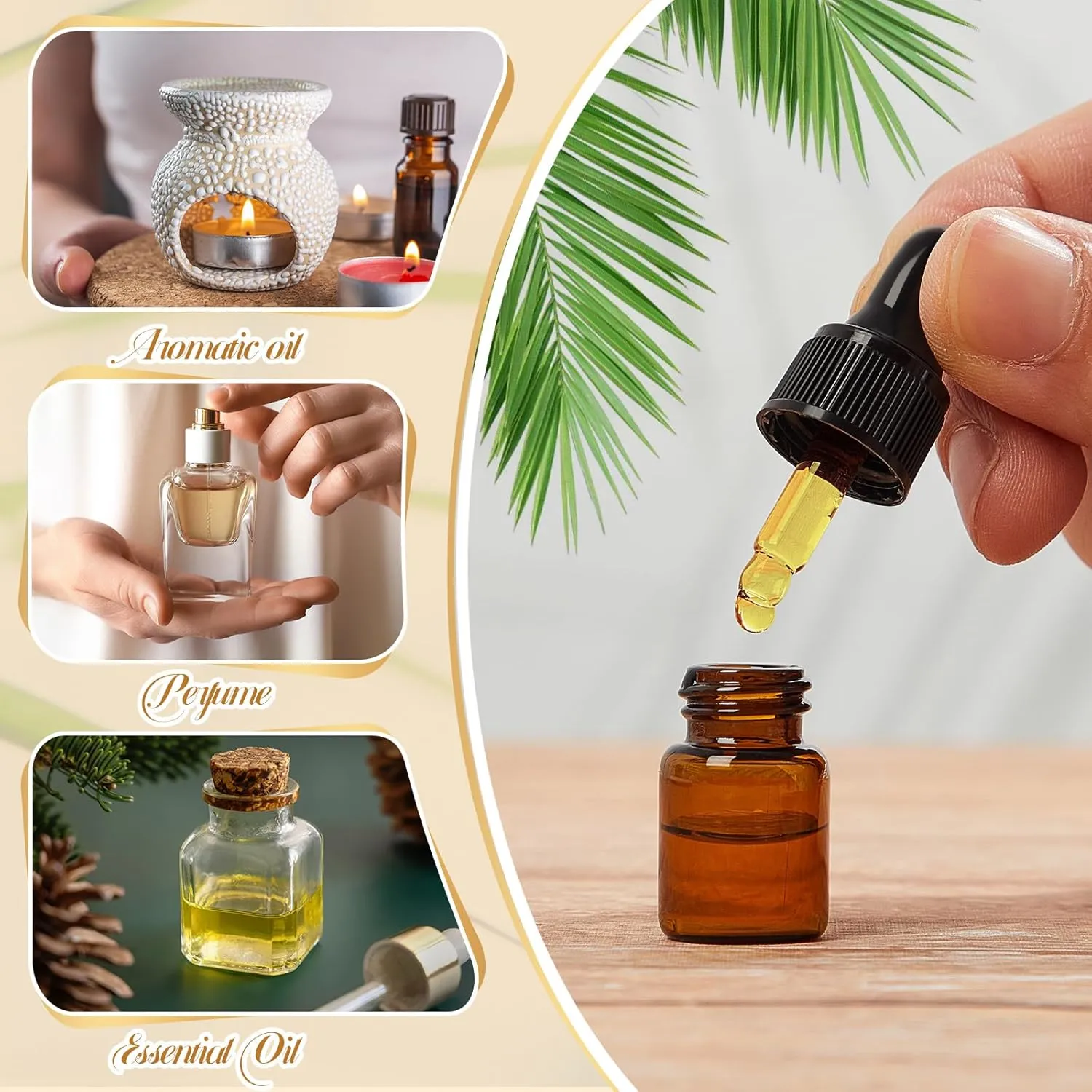 200 Pcs Mini Glass Dropper Bottles Mini Sample Bottles Small Sample Vials with Lid for Traveling Essential Oils Cosmetic Liquid Perfume(2 ml,Amber)