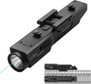 2000 Lumen Aluminum Alloy Rifle Laser Light Combo, 2.5 Hours Long Runtime AR15 Weapon Light and Green Laser, Picatinny Rail MLOK Mounted LED Tactical Flashlight, Low Profile Flashlight AR Rifle R15