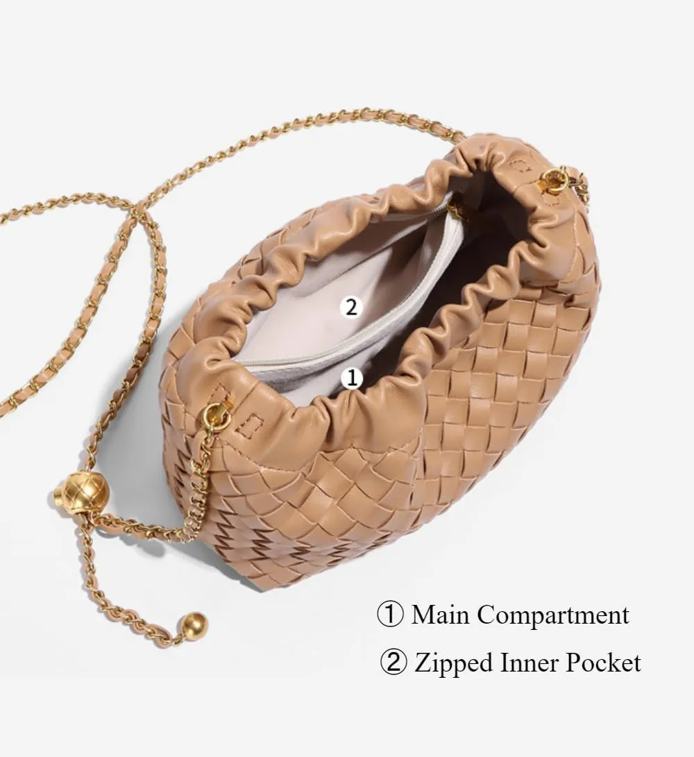 2025 Women PU Leather Shoulder Bag, Cloud Bag, Crossbody Bag with Adjustable Strap and Zipped Pocket, Fashion Accessories (Beige)
