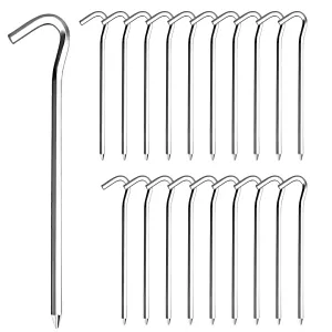 20Pcs 7" Tent Pegs Ground Stakes Metal Stakes Camping Peg for Pitching Camping Camping Outdoor Decoration