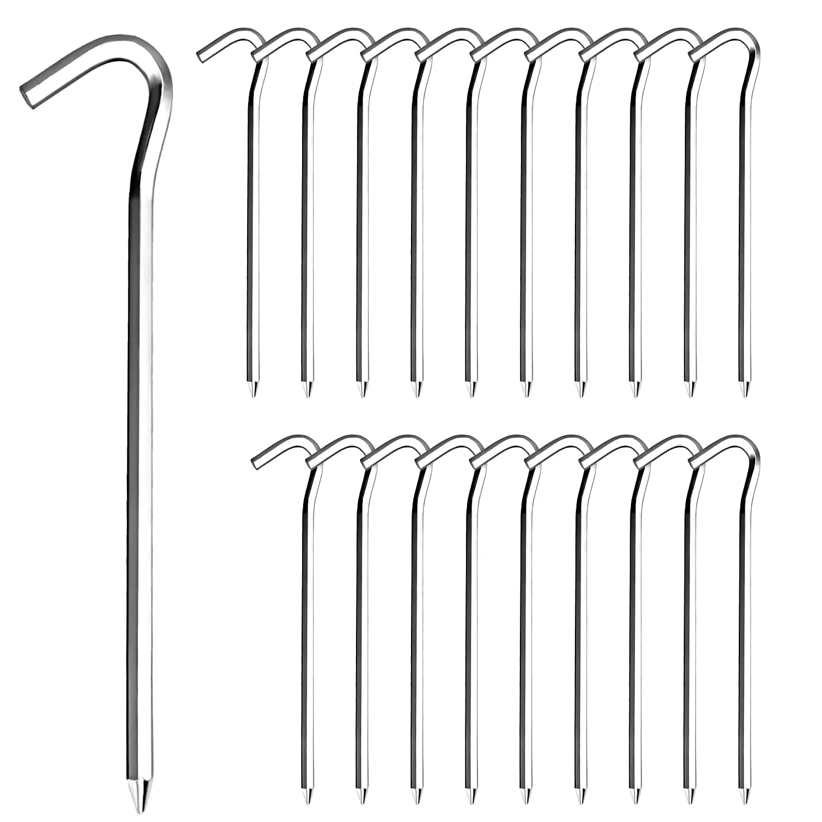 20Pcs 7" Tent Pegs Ground Stakes Metal Stakes Camping Peg for Pitching Camping Camping Outdoor Decoration