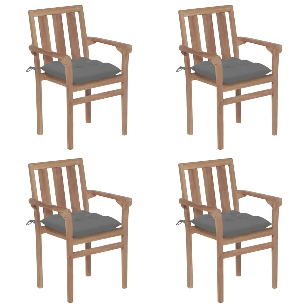 2/4/6/8x Solid Wood Teak Patio Chair with Cushions Seat Multi Colors