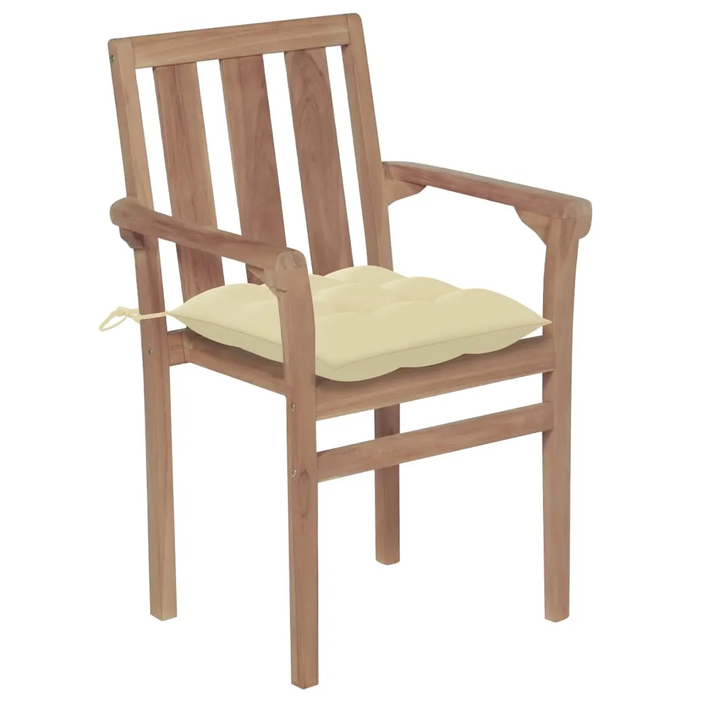 2/4/6/8x Solid Wood Teak Patio Chair with Cushions Seat Multi Colors