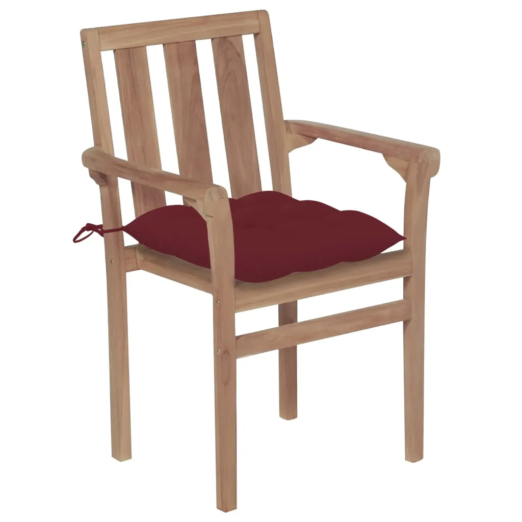 2/4/6/8x Solid Wood Teak Patio Chair with Cushions Seat Multi Colors