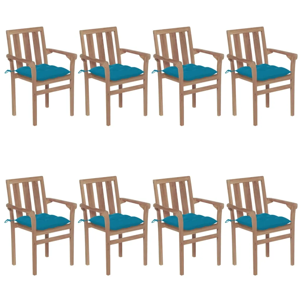2/4/6/8x Solid Wood Teak Patio Chair with Cushions Seat Multi Colors