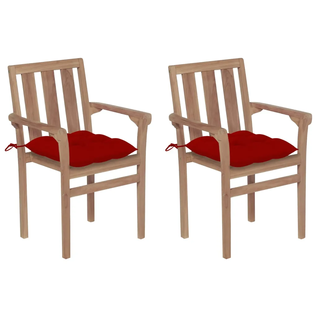 2/4/6/8x Solid Wood Teak Patio Chair with Cushions Seat Multi Colors
