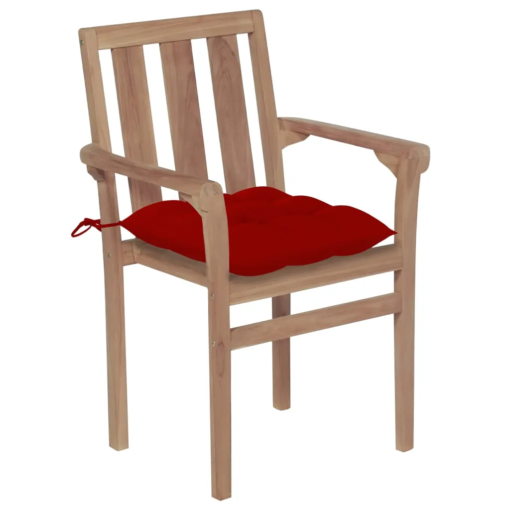 2/4/6/8x Solid Wood Teak Patio Chair with Cushions Seat Multi Colors