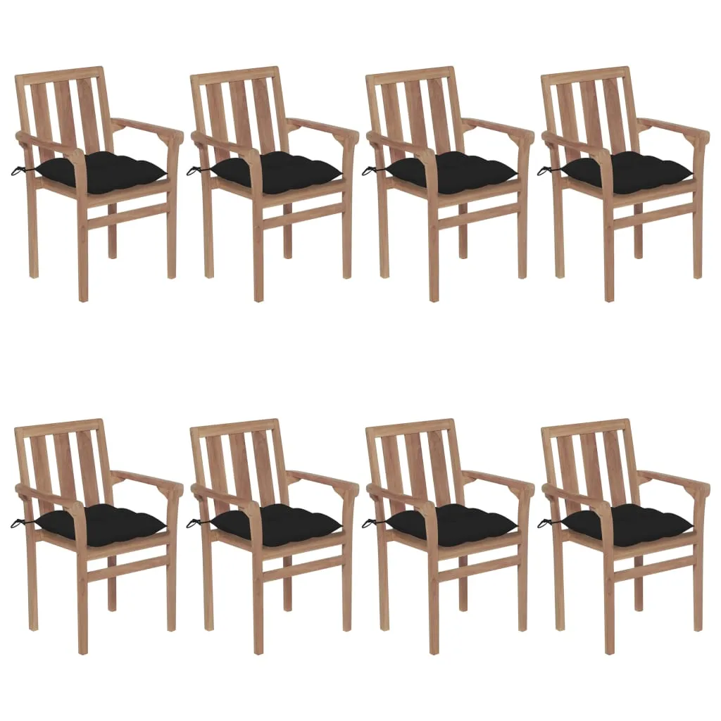 2/4/6/8x Solid Wood Teak Patio Chair with Cushions Seat Multi Colors