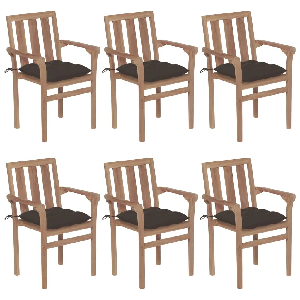 2/4/6/8x Solid Wood Teak Patio Chair with Cushions Seat Multi Colors