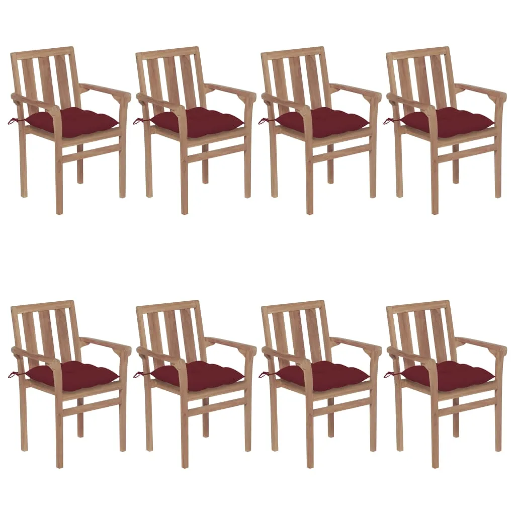 2/4/6/8x Solid Wood Teak Patio Chair with Cushions Seat Multi Colors