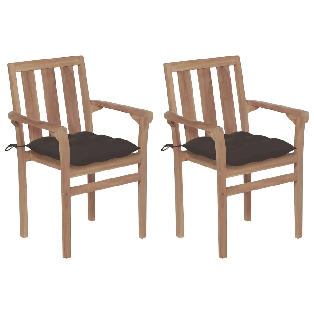 2/4/6/8x Solid Wood Teak Patio Chair with Cushions Seat Multi Colors
