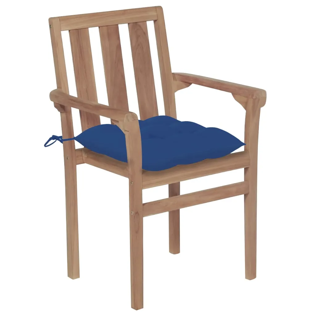2/4/6/8x Solid Wood Teak Patio Chair with Cushions Seat Multi Colors