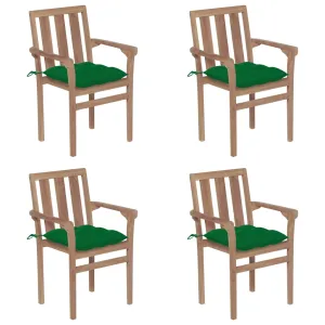 2/4/6/8x Solid Wood Teak Patio Chair with Cushions Seat Multi Colors