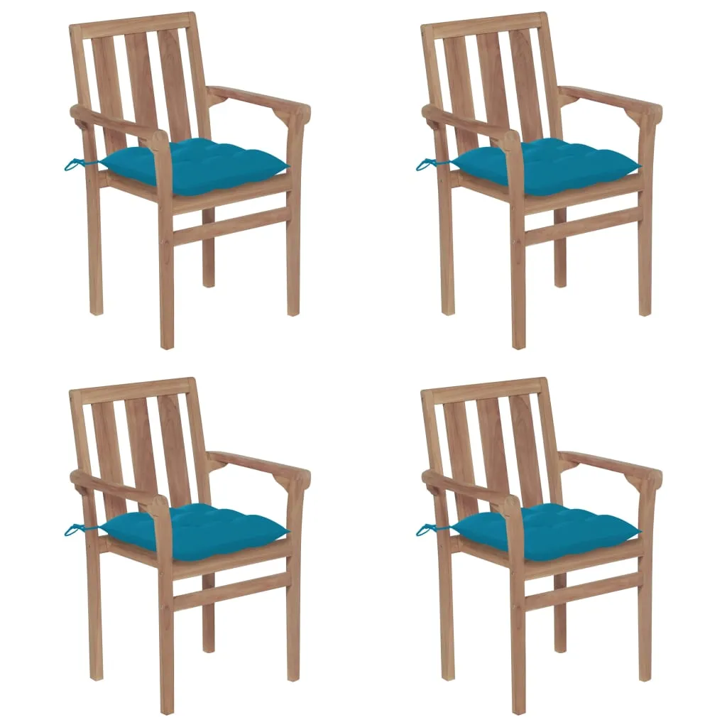 2/4/6/8x Solid Wood Teak Patio Chair with Cushions Seat Multi Colors