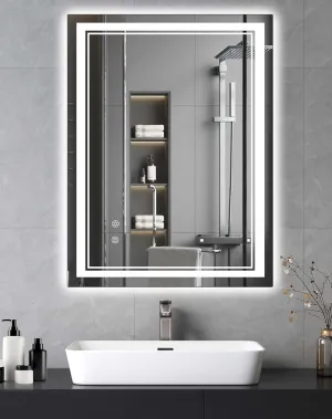 24"x32" LED Bathroom Mirror with Stepless Dimming, 3-Color Temperature Anti-Fog Tech Smart Memory Vanity Makeup Mirror, Shatter-Proof Design for Bathroom Wall Mount