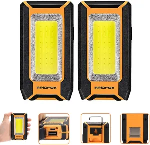 2pack LED Rechargeable Magnetic Work Light 40W 1500Lumens, Hanging Hook 3 Lighting Modes, Job Site Lighting for Car Repairing, Camping, Working, and Hurricane