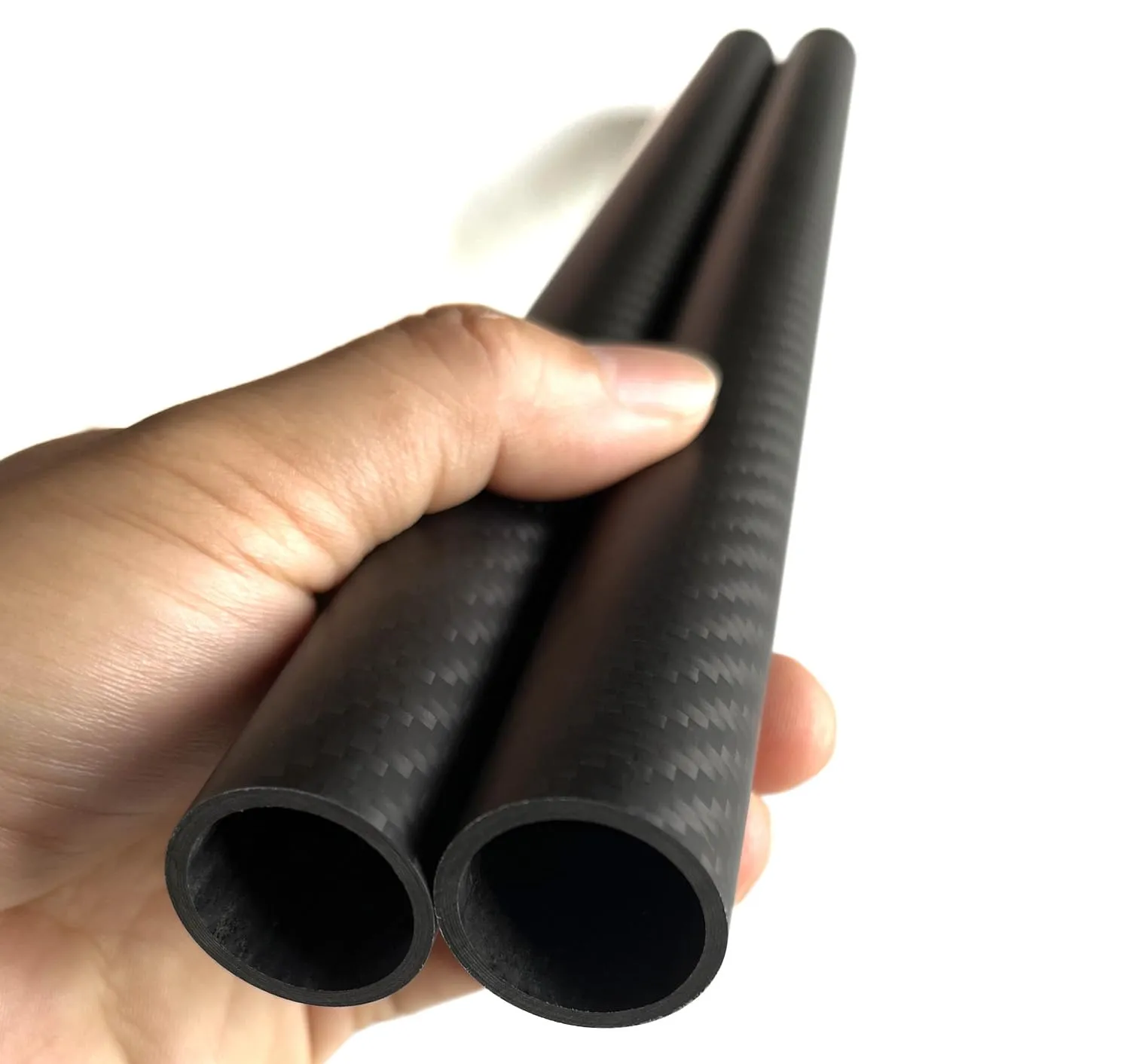 2pcs 2MM Wall Thick Carbon Fiber Tube 25x21x420MM,3K Roll Wrapped Twill Matte Finish