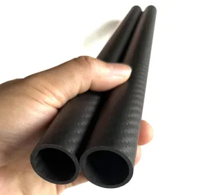 2pcs 2MM Wall Thick Carbon Fiber Tube 25x21x420MM,3K Roll Wrapped Twill Matte Finish