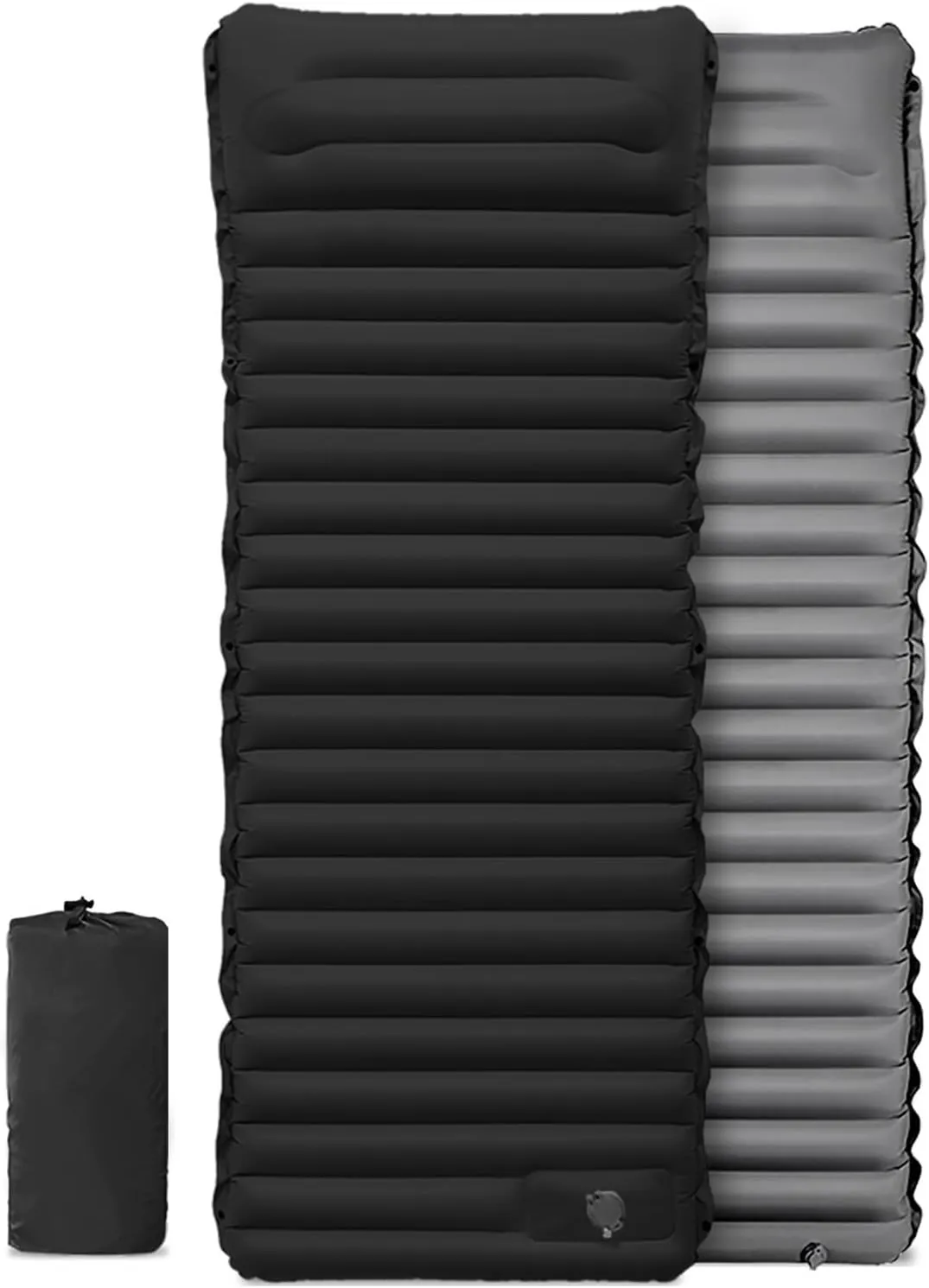 2pcs Inflatable Camping Sleeping Pad with Pillow Built-in Foot Pump Extra Thick and Wide Ultimate Comfortable Compact Camp Air Mat for Tent Car Traveling and Backpacking