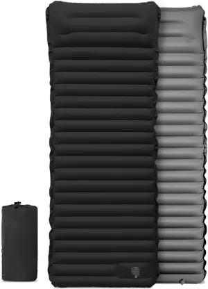 2pcs Inflatable Camping Sleeping Pad with Pillow Built-in Foot Pump Extra Thick and Wide Ultimate Comfortable Compact Camp Air Mat for Tent Car Traveling and Backpacking