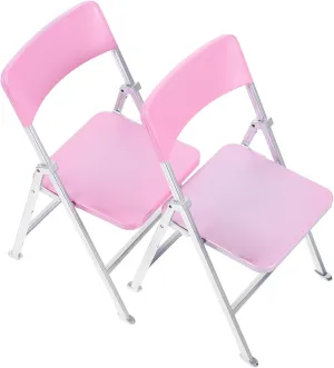 2pcs Miniature Folding Chair Dollhouse Furniture Accessory Cute Design for Doll Rooms for Boys and Girls Playsets and Mini Landscapes