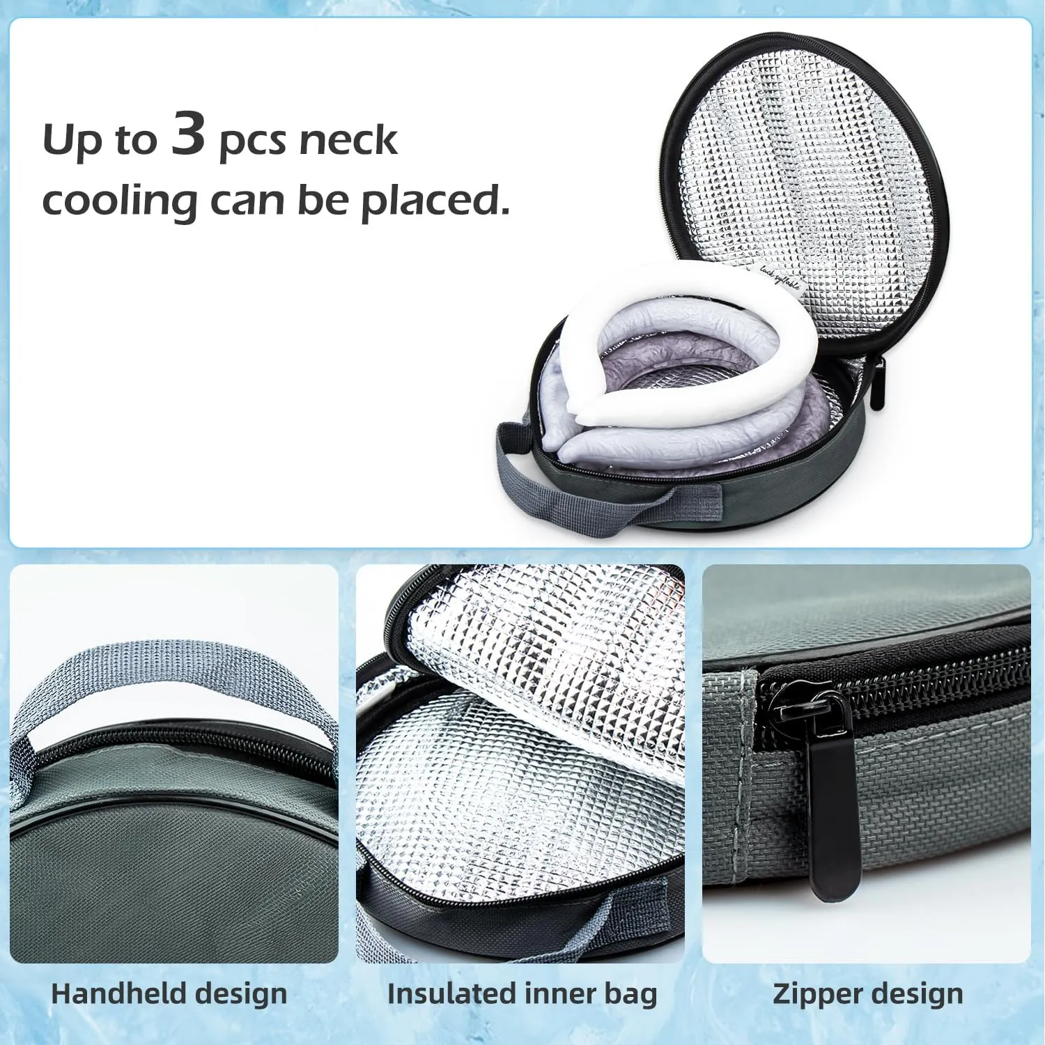 2PCS Neck Cooling Tube with Cold Insulated Bag,Reusable Ice Neck Ring Wearable Body Cooling Products for Summer Heat (Black*2)