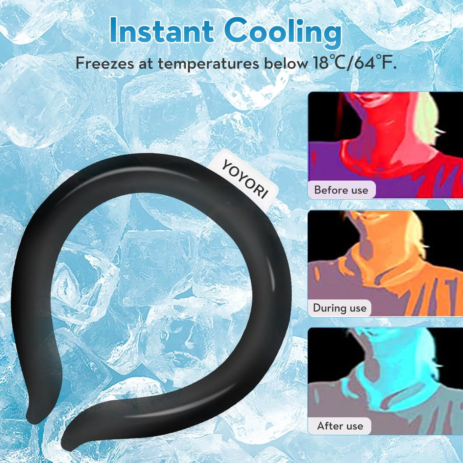 2PCS Neck Cooling Tube with Cold Insulated Bag,Reusable Ice Neck Ring Wearable Body Cooling Products for Summer Heat (Black*2)