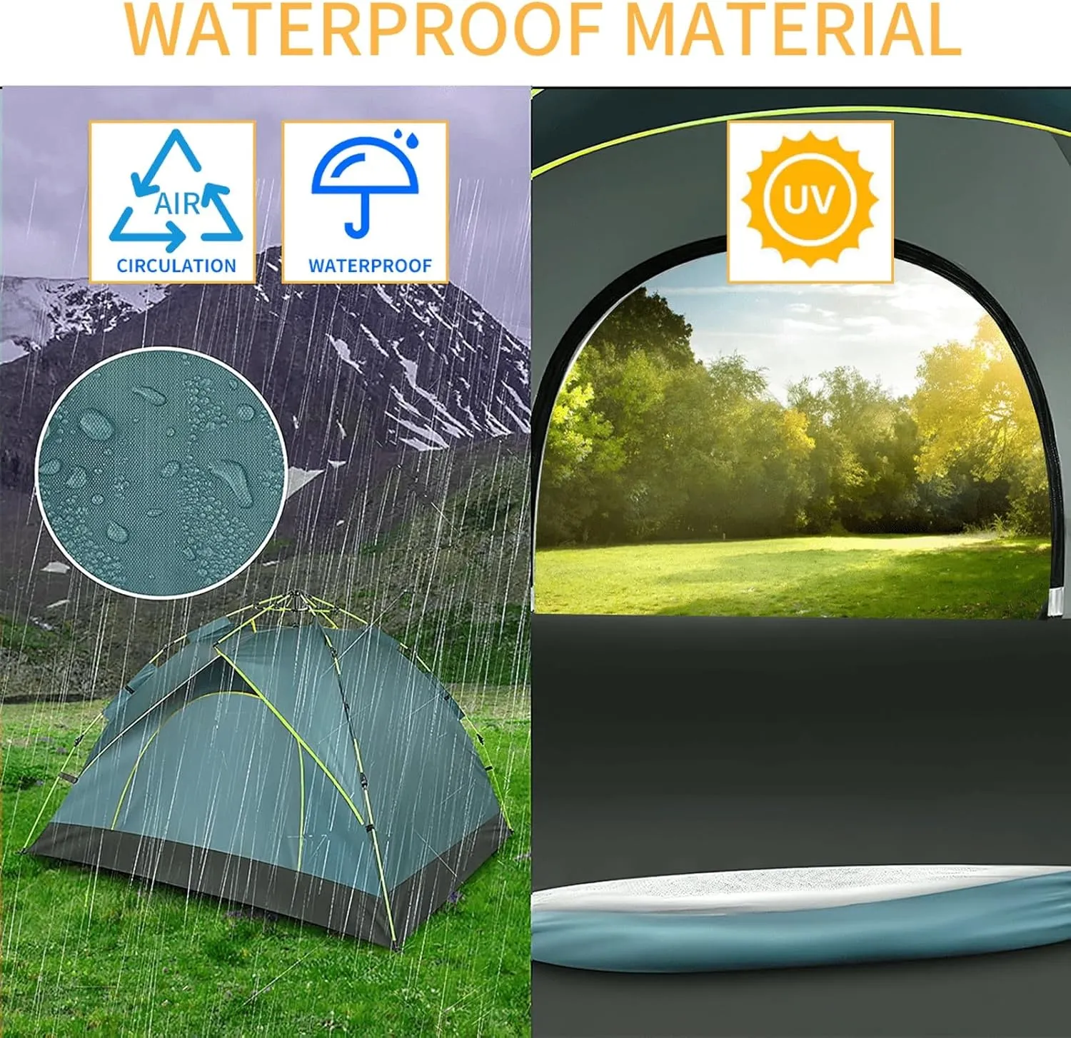 3-4 Person Automatic Pop Up Tent For Camping, Portable Instant Tent, Camping Gear Rainproof Camping Tent With Carrying Bag, Lightweight Outdoor Tent, For Camping, Hiking, Beach Or Mountaineering ( Col