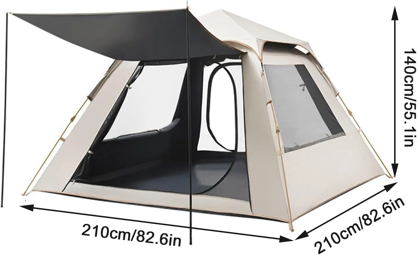 3-5 Person Tent for Camping,Pop-Up Camping Tent,Outdoor Dome Tent with Windproof,Includes Rainfly, Carry Bag, Storage Pockets, and Sets Up in 5 Minutes(B)