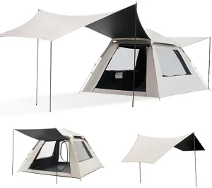 3-5 Person Tent for Camping,Pop-Up Camping Tent,Outdoor Dome Tent with Windproof,Includes Rainfly, Carry Bag, Storage Pockets, and Sets Up in 5 Minutes(B)