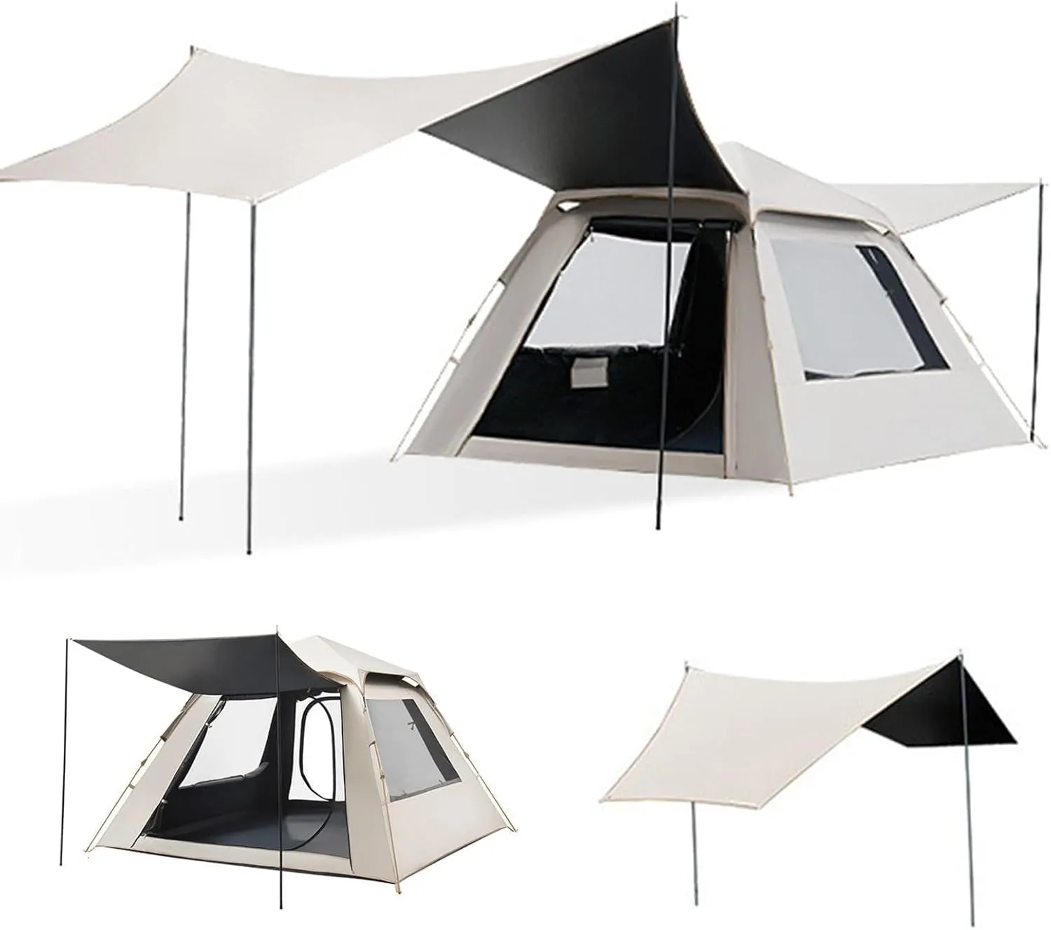 3-5 Person Tent for Camping,Pop-Up Camping Tent,Outdoor Dome Tent with Windproof,Includes Rainfly, Carry Bag, Storage Pockets, and Sets Up in 5 Minutes(B)